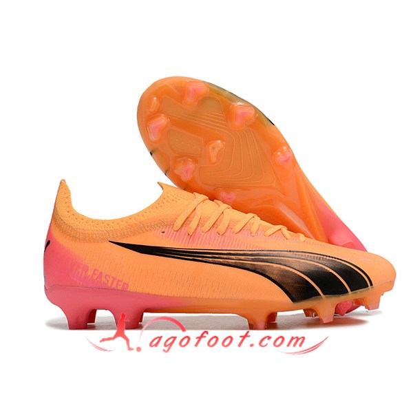 PUMA Chaussures de Foot Ultra Ultimate FG Orange/Noir/Rose -02