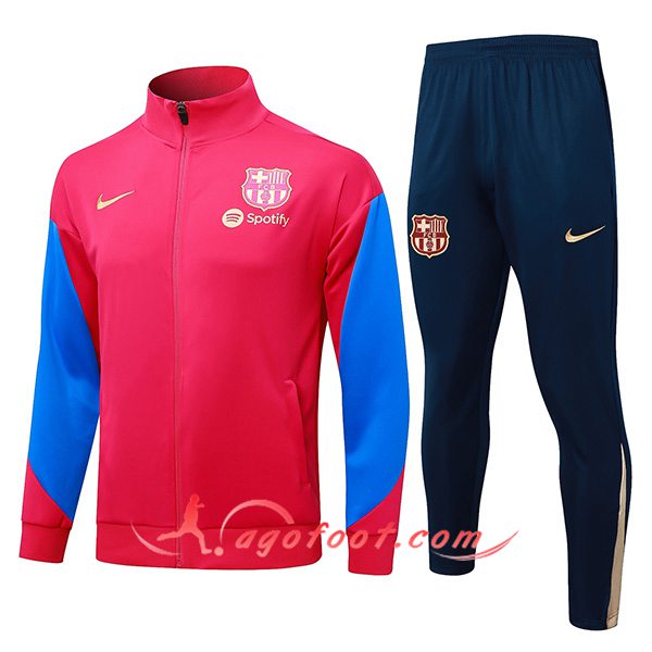 Ensemble Survetement de Foot Veste Foot FC Barcelone Rouge/Bleu 2024/2025