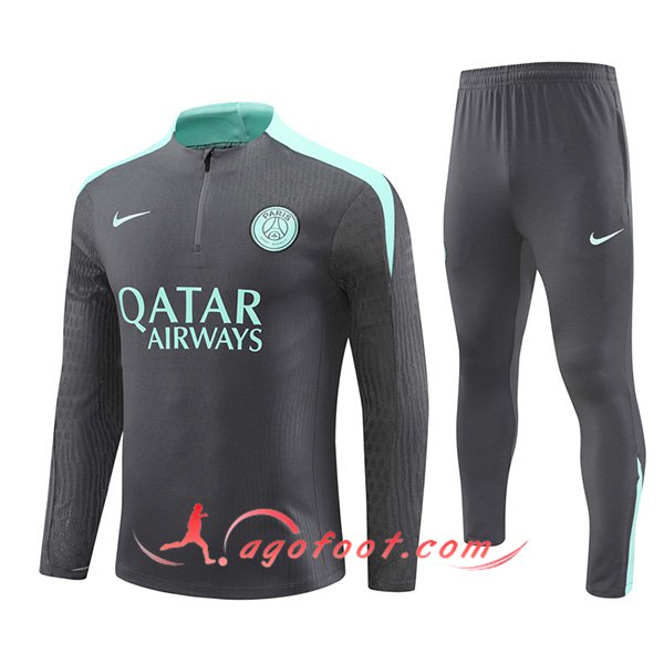 Ensemble Survetement de Foot PSG Gris/Vert 2024/2025