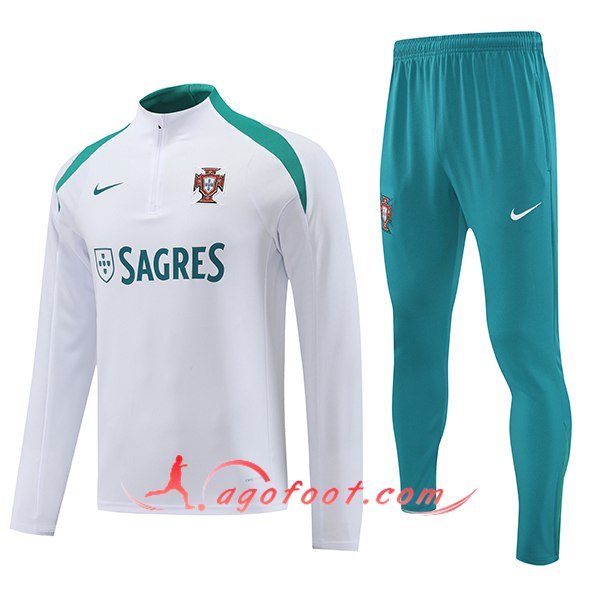 Ensemble Survetement de Foot Portugal Blanc/Vert 2024/2025