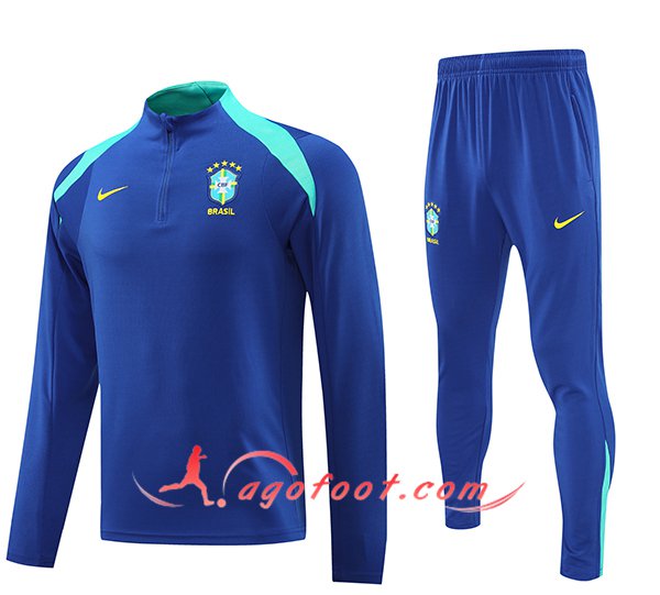 Ensemble Survetement de Foot Brésil Bleu/Vert 2024/2025