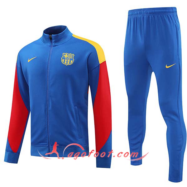 Ensemble Survetement de Foot Veste Foot FC Barcelone Bleu/Rouge 2024/2025