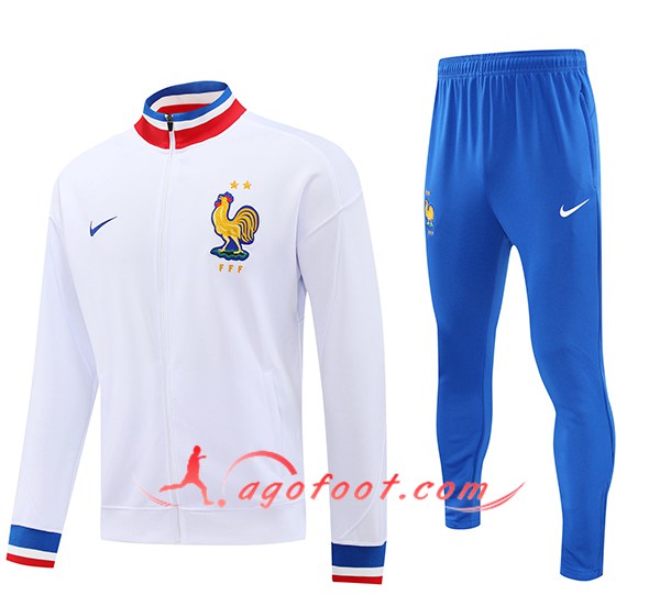Ensemble Survetement de Foot Veste Foot France Blanc 2024/2025
