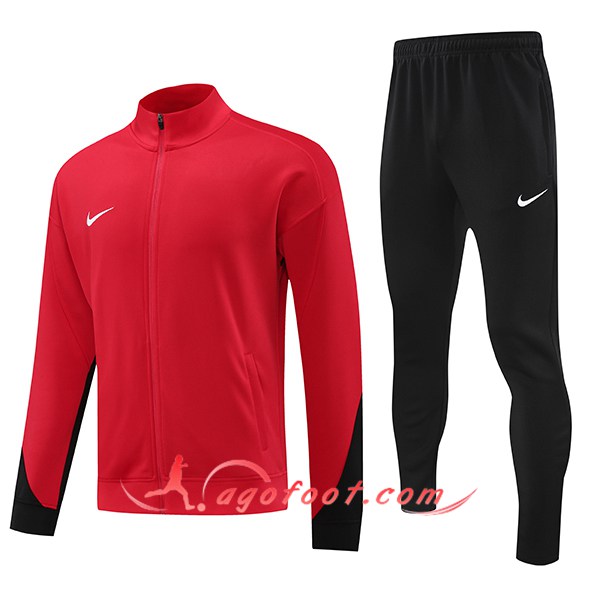 Ensemble Survetement de Foot Veste Foot Nike Rouge/Noir 2024/2025