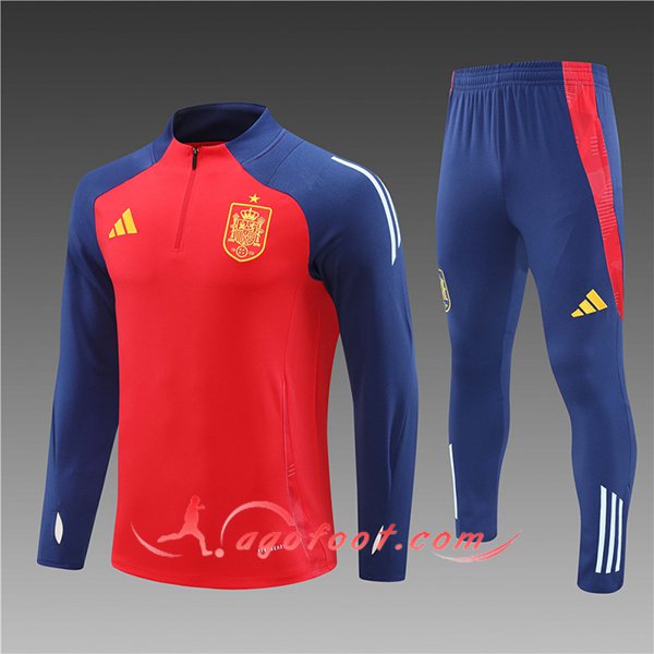 Ensemble Survetement de Foot Espagne Enfant Rouge/Bleu 2024/2025