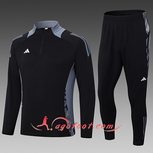 Ensemble Survetement de Foot Adidas Enfant Noir/Gris 2024/2025