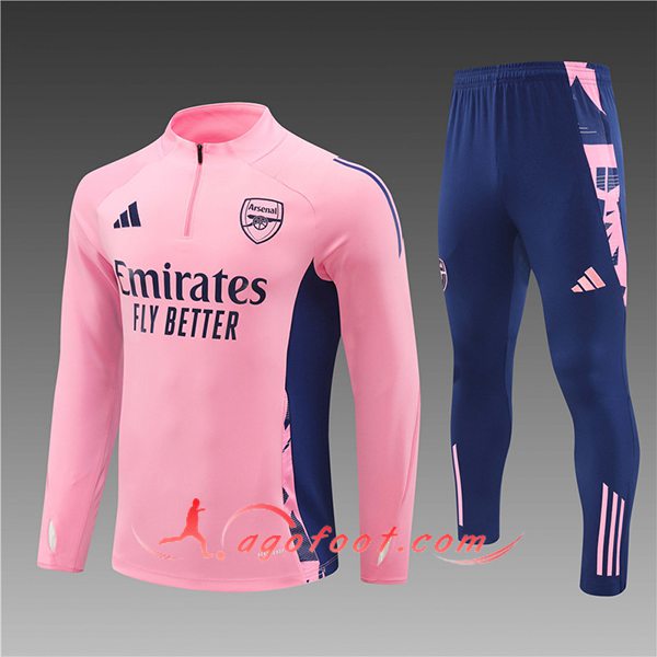 Ensemble Survetement de Foot Arsenal Enfant Rose/Bleu 2024/2025
