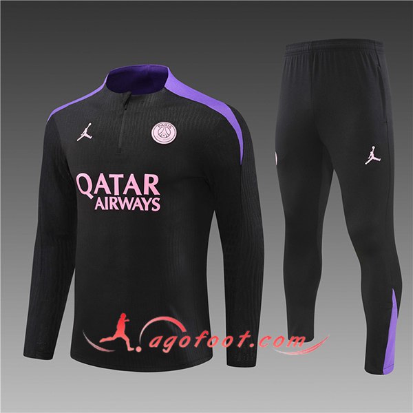 Ensemble Survetement de Foot PSG Enfant Noir/Pourpre 2024/2025