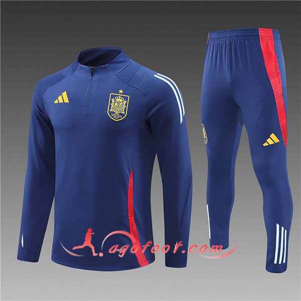 Ensemble Survetement de Foot Espagne Enfant Bleu Royal 2024/2025