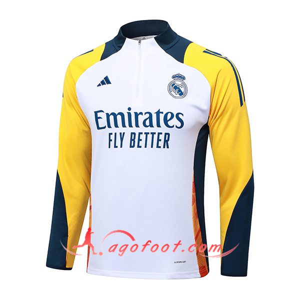 Sweatshirt Training Real Madrid Blanc/Jaune/Bleu 2024/2025