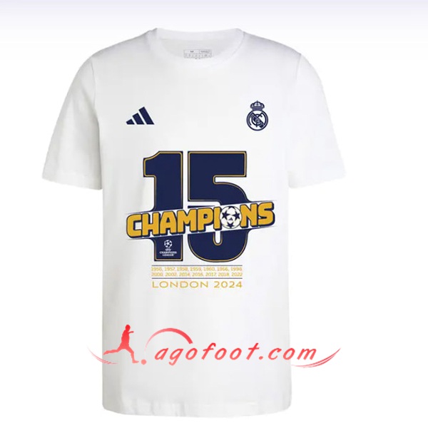 Maillot de Foot Real Madrid T-Shirt Champions 15 Blanc 2024/2025