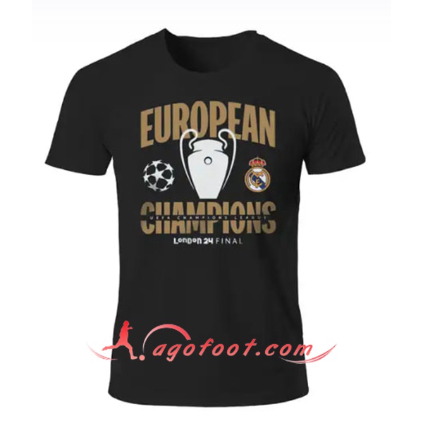Maillot de Foot Real Madrid T-Shirt Champions 15 Noir 2024/2025