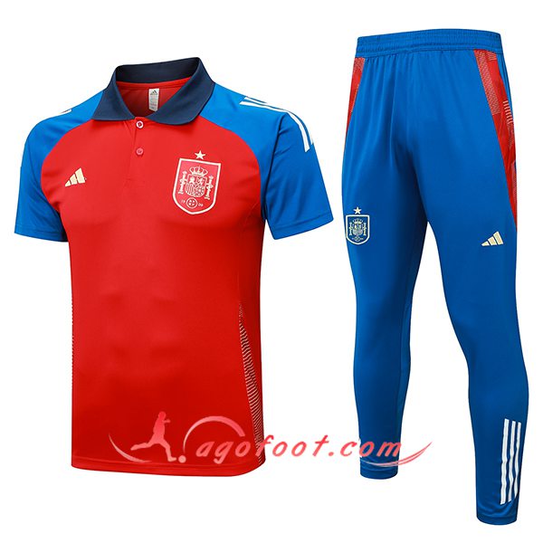 Ensemble Polo Foot Espagne Rouge/Bleu 2024/2025