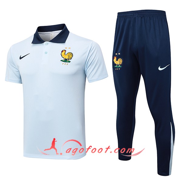 Ensemble Polo Foot France Bleu Clair 2024/2025