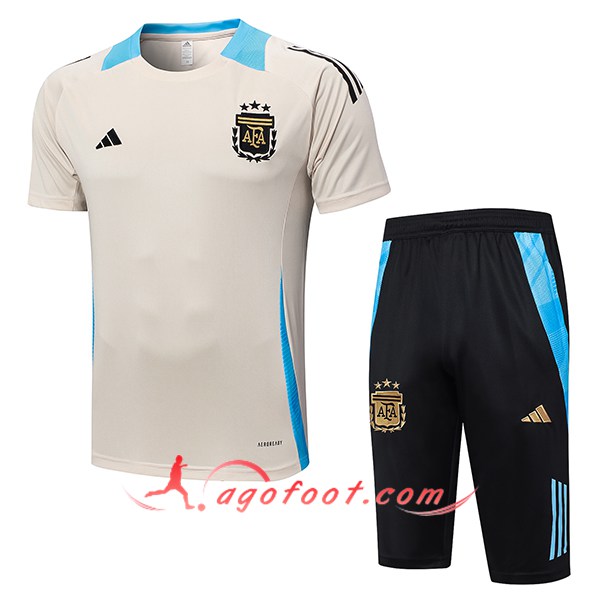 Ensemble Training T-Shirts Argentine Beige/Bleu 2024/2025