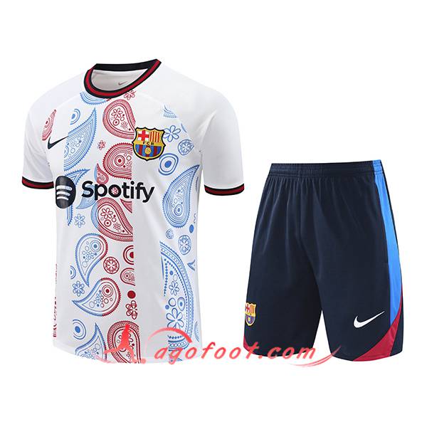 Ensemble Training T-Shirts FC Barcelone Blanc/Rouge/Bleu 2024/2025
