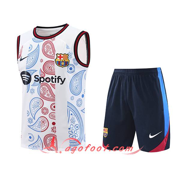 Ensemble Training Debardeur FC Barcelone Blanc/Rouge/Bleu 2024/2025