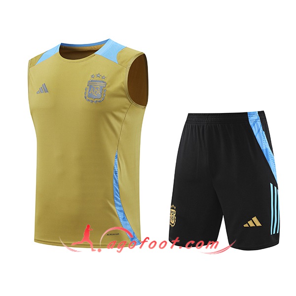 Ensemble Training Debardeur Argentine Jaune/Bleu 2024/2025