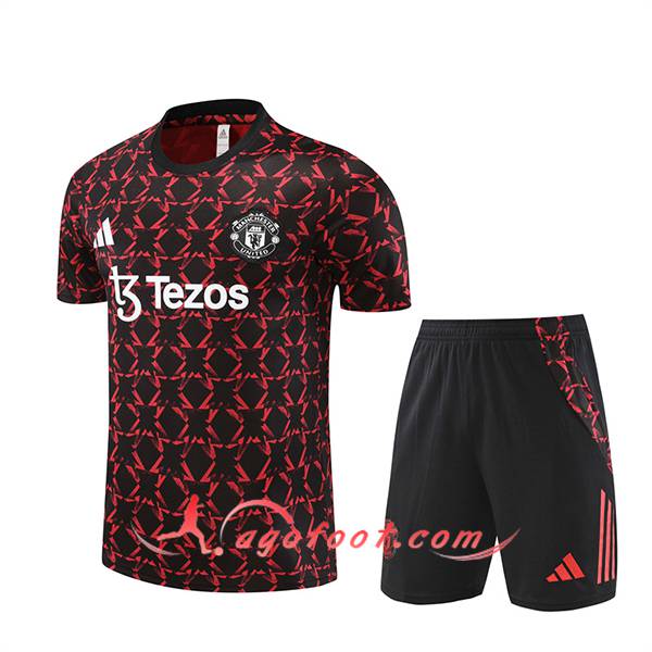 Ensemble Training T-Shirts Manchester United Noir/Rouge 2024/2025