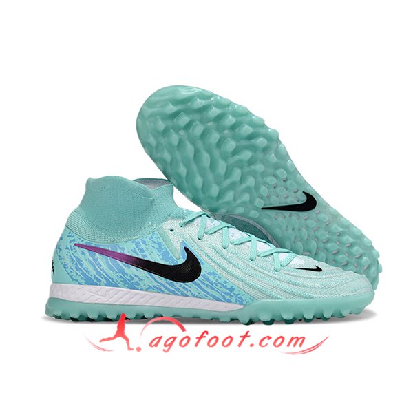 Nike Chaussures de Foot Phantom Luna Elite NU TF Vert/Bleu
