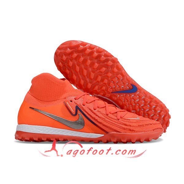 Nike Chaussures de Foot Phantom Luna Elite NU TF Orange/Gris -02