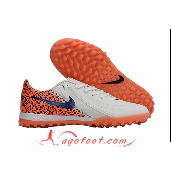 Nike Chaussures de Foot Phantom GX II ACAD LV8 TF Blanc/Orange/Noir
