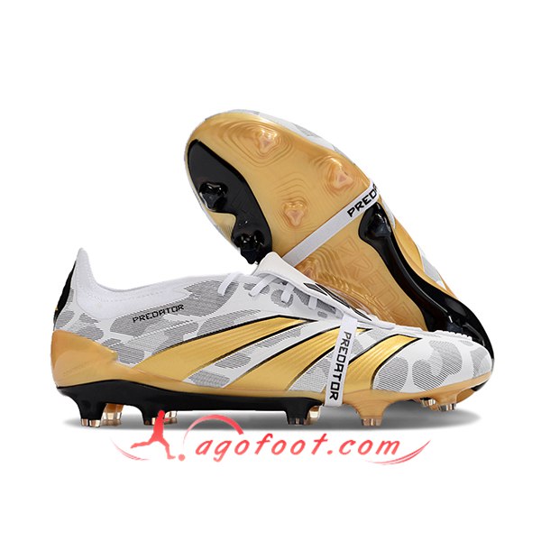 Adidas Chaussures de Foot Predator Elite Tongue FG Jaune/Blanc/Gris