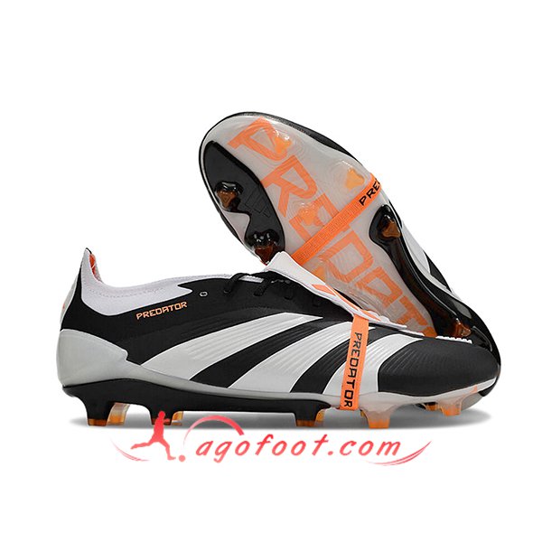 Adidas Chaussures de Foot Predator Elite Tongue FG Noir/Blanc/Orange