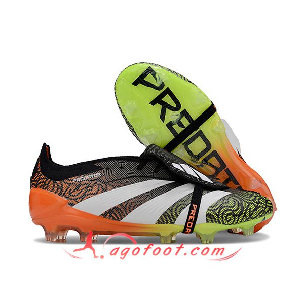 Adidas Chaussures de Foot Predator Elite Tongue FG Noir/Orange/Blanc/Vert