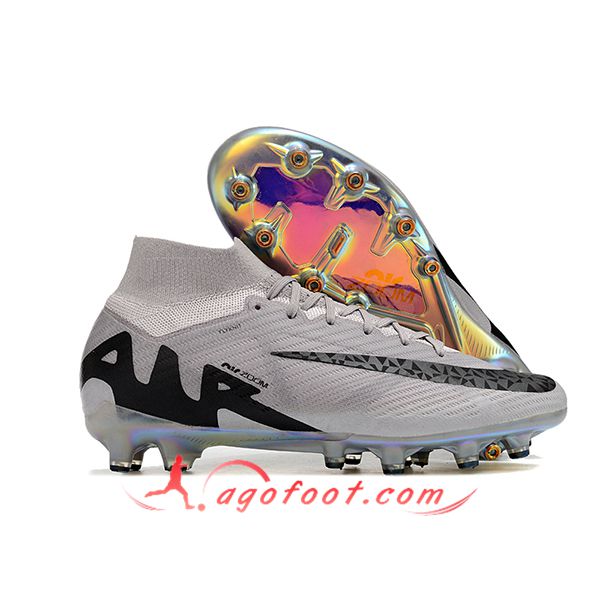 Nike Chaussures de Foot Air Zoom Mercurial Superfly IX Elite AG Gris/Noir