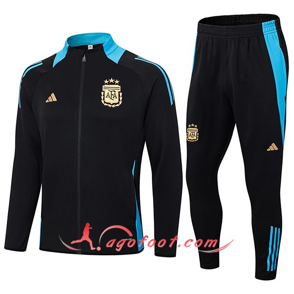 Ensemble Survetement de Foot Veste Foot Argentine Noir/Bleu 2024/2025 -02