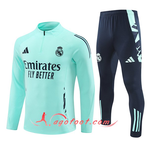 Ensemble Survetement de Foot Real Madrid Vert/Bleu 2024/2025