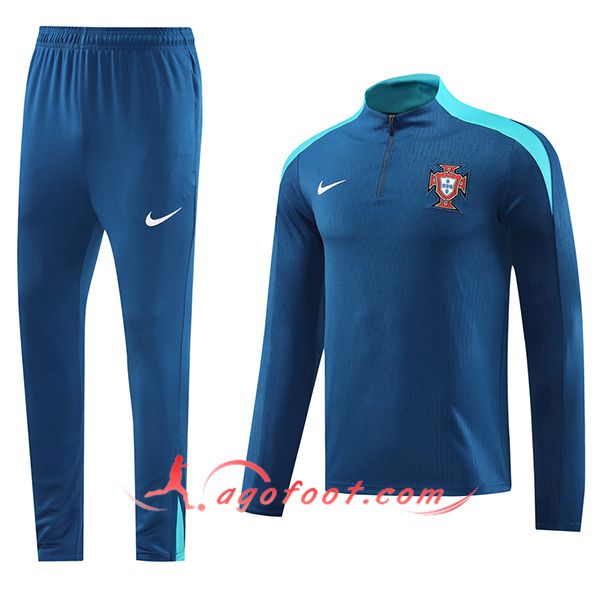 Solde Ensemble Survetement de Foot Portugal Bleu Royal 2024 2025