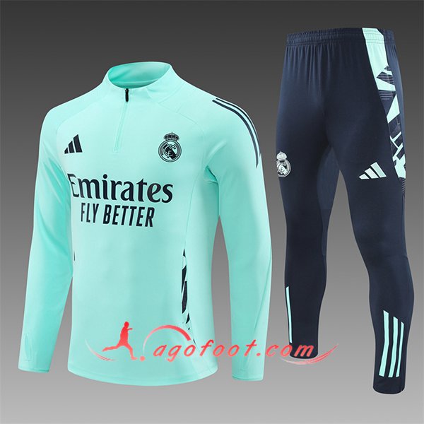 Ensemble Survetement de Foot Real Madrid Enfant Vert/Bleu 2024/2025