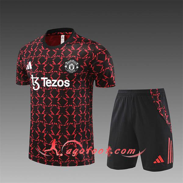 Ensemble Training T-Shirts Manchester United Enfant Noir/Rouge 2024/2025