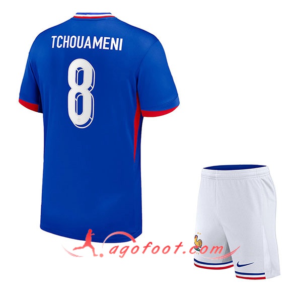 Maillot France (TCHOUAMENI #8) Enfant Domicile UEFA Euro 2024