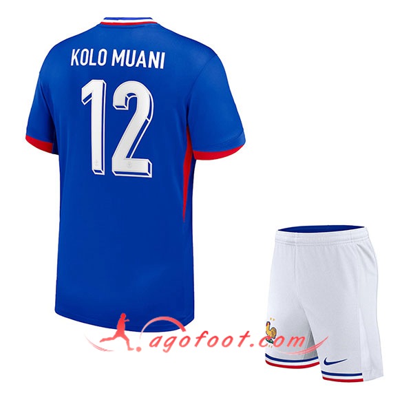 Maillot France (KOLO MUANI #12) Enfant Domicile UEFA Euro 2024