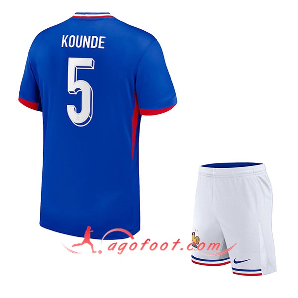 Maillot France (KOUNDE #5) Enfant Domicile UEFA Euro 2024