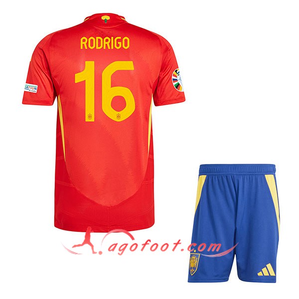 Maillot Espagne (RODRIGO #16) Enfant Domicile UEFA Euro 2024