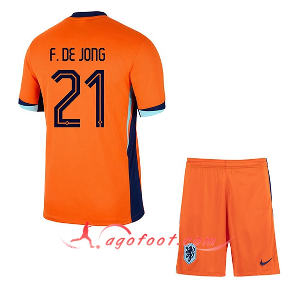 Maillot Equipe Foot Pays-Bas (F.DE JONG #21) Enfant 2024/2025 Domicile