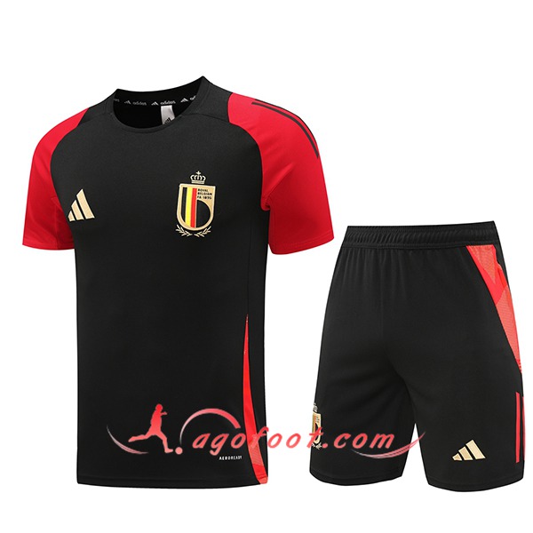 Ensemble Training T-Shirts Belgique Noir/Rouge 2024/2025