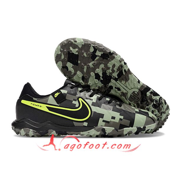 Nike Chaussures de Foot Tiempo Legend X Academy TF Noir/Gris/Vert