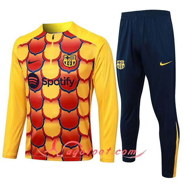 Ensemble Survetement de Foot FC Barcelone Jaune/Rouge 2024/2025
