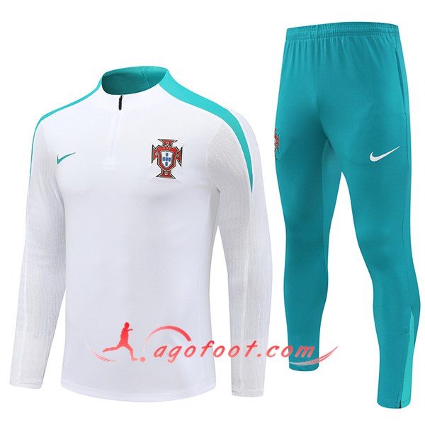 Ensemble Survetement de Foot Portugal Blanc/Vert 2024/2025 -02