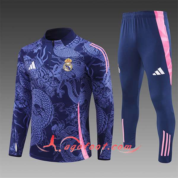 Ensemble Survetement de Foot Real Madrid Enfant Pourpre/Rose 2024/2025