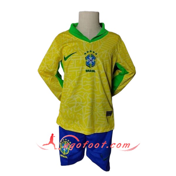 Maillot de Foot Bresil Enfant Domicile Manches Longues 2024/2025