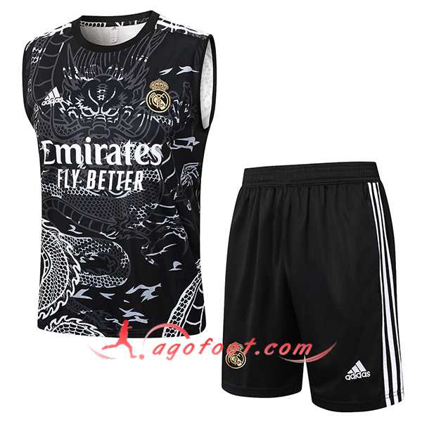 Ensemble Training Debardeur Real Madrid Noir/Blanc 2024/2025