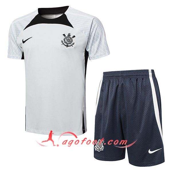 Ensemble Training T-Shirts Corinthians Gris/Noir 2024/2025