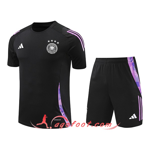 Ensemble Training T-Shirts Allemagne Noir/Pourpre 2024/2025 -02