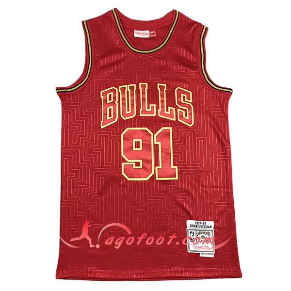 Maillot Chicago Bulls (RODMAN #91) 2024/25 Rouge/Jaune